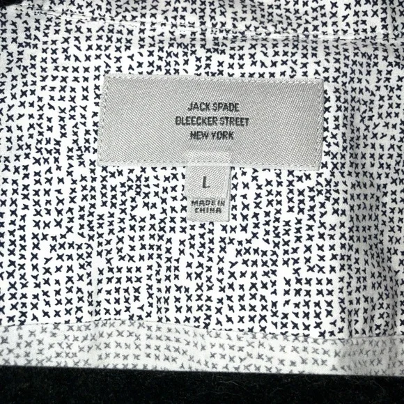 Jack Spade Bleecker Street White and Navy Abstract X Print Button-Down Shirt EUC - Picture 2 of 4